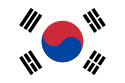 Centered taegeuk on a white rectangle inclusive of four black trigrams